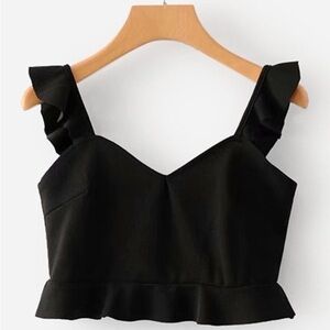 Boohoo cropped black tank top